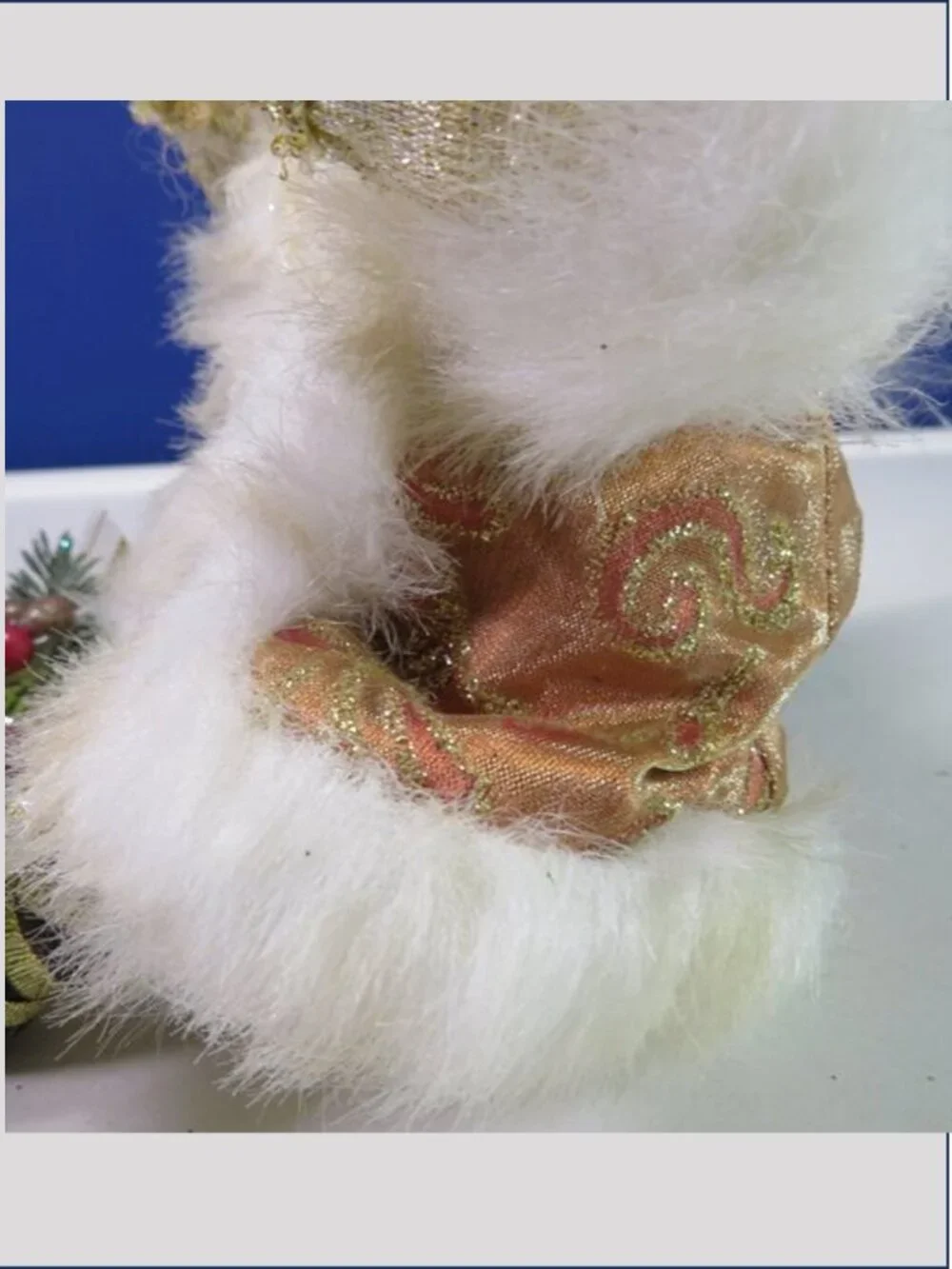 Mark Roberts Christmas Santa Fairy Elf Posable Shelf Sitter Peach Gold Brocade